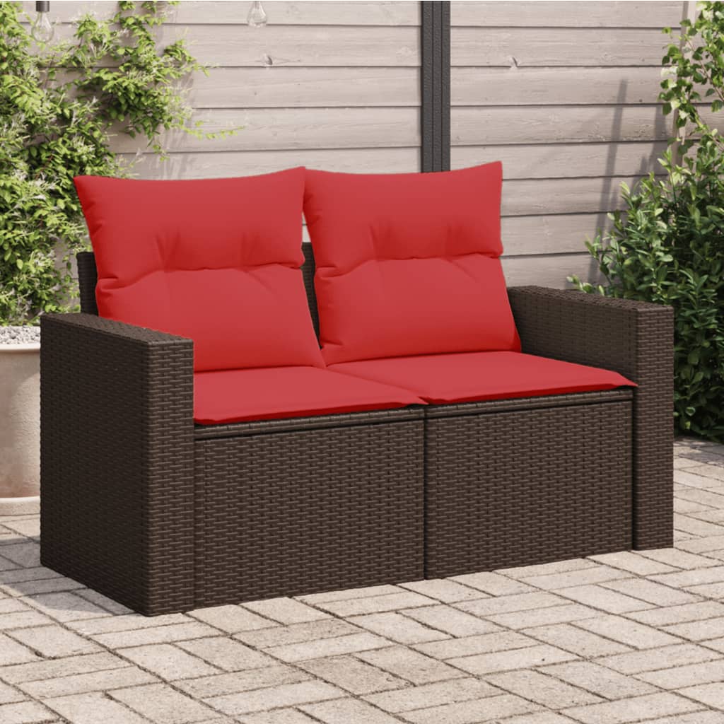 Sodo sofa su pagalvėlėmis, dvivietė, ruda, polirotangas - Namų Idėja