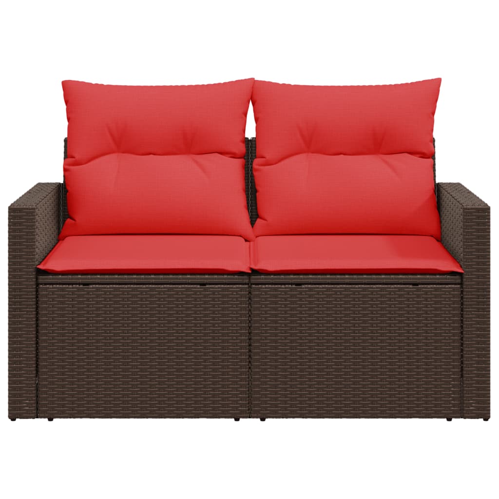 Sodo sofa su pagalvėlėmis, dvivietė, ruda, polirotangas - Namų Idėja