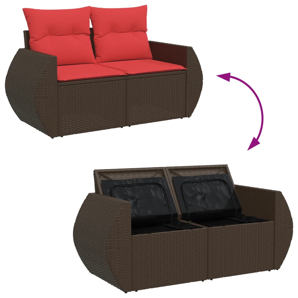 Sodo sofa su pagalvėlėmis, dvivietė, ruda, polirotangas - Namų Idėja