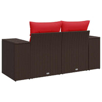 Sodo sofa su pagalvėlėmis, dvivietė, ruda, polirotangas - Namų Idėja