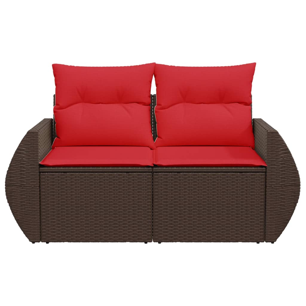 Sodo sofa su pagalvėlėmis, dvivietė, ruda, polirotangas - Namų Idėja