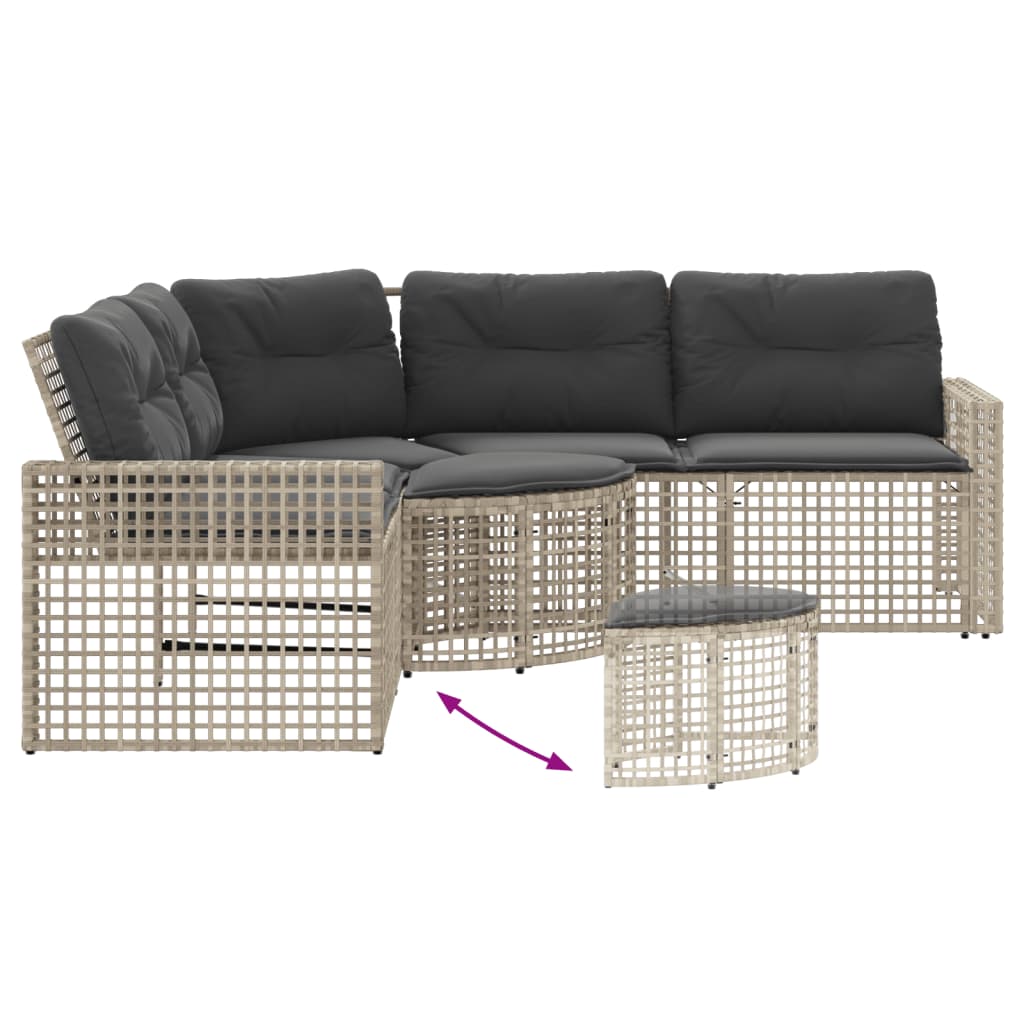 Sodo sofa su pagalvėlėmis ir pakoja, pilka, poliratanas - Namų Idėja