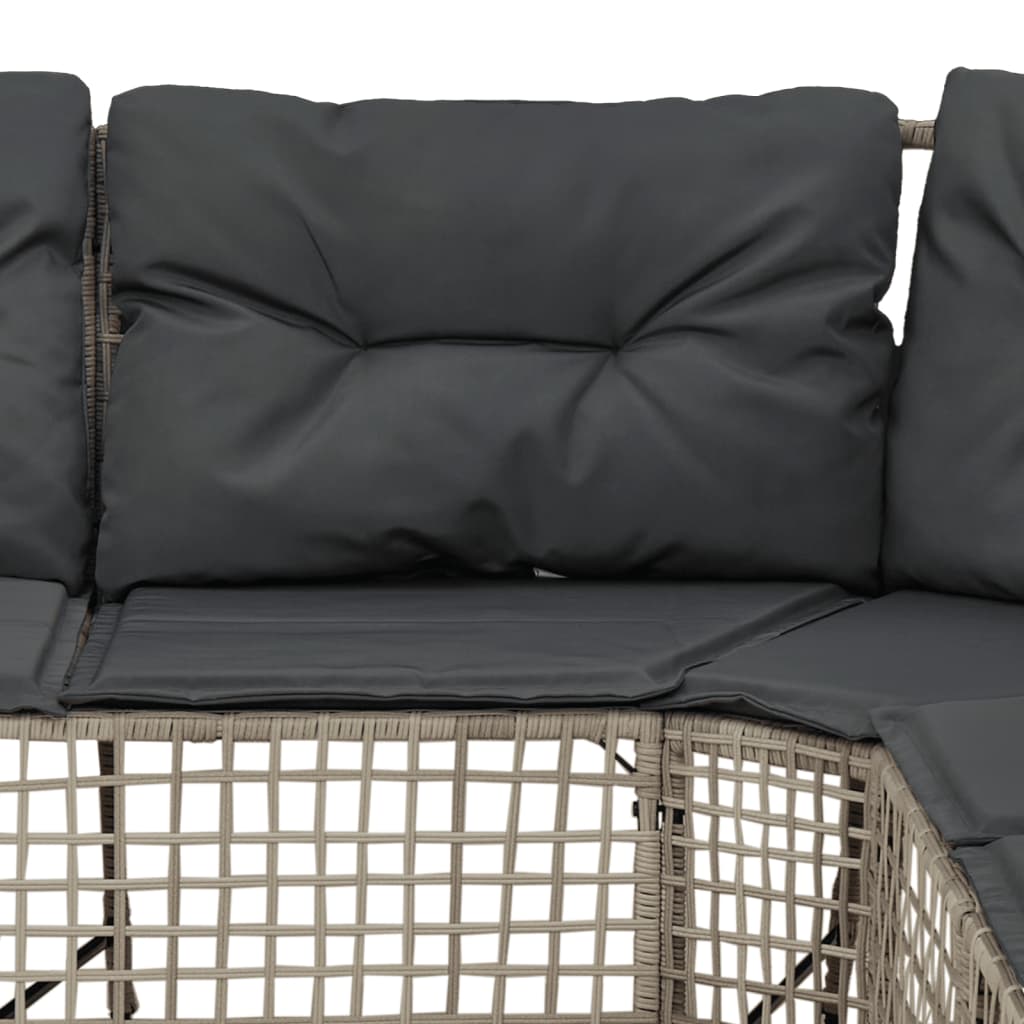 Sodo sofa su pagalvėlėmis ir pakoja, pilka, poliratanas - Namų Idėja