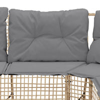 Sodo sofa su pagalvėlėmis ir pakoja, smėlio, poliratanas - Namų Idėja