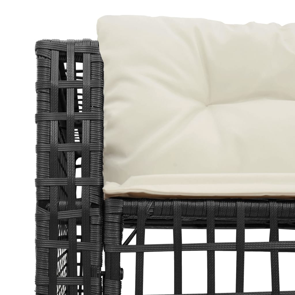 Sodo sofa su pagalvėlėmis ir pakojomis, juoda, poliratanas - Namų Idėja