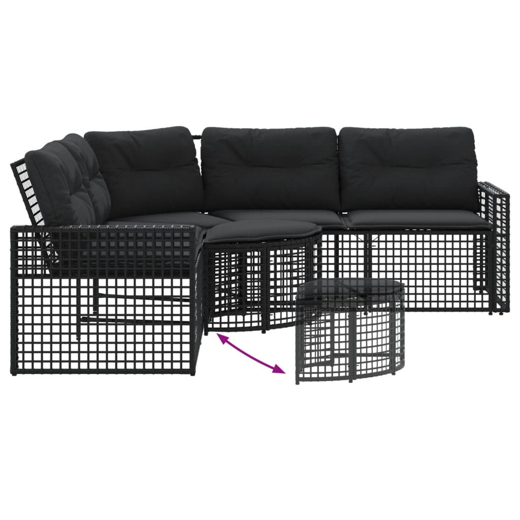 Sodo sofa su pagalvėlėmis ir pakojomis, juoda, poliratanas - Namų Idėja