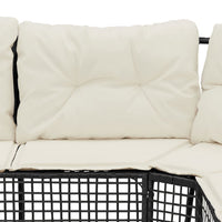 Sodo sofa su pagalvėlėmis ir pakojomis, juoda, poliratanas - Namų Idėja