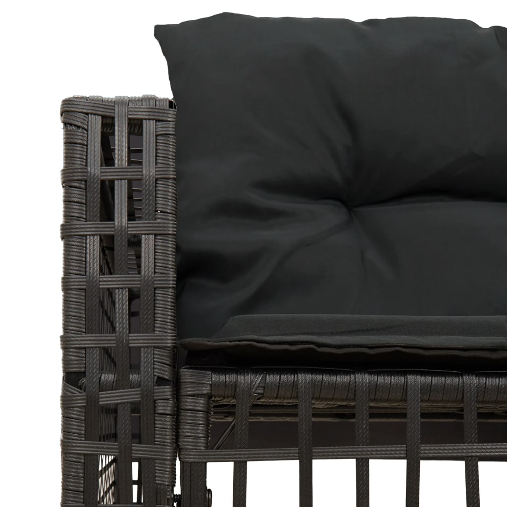 Sodo sofa su pagalvėlėmis ir pakojomis, juoda, poliratanas - Namų Idėja