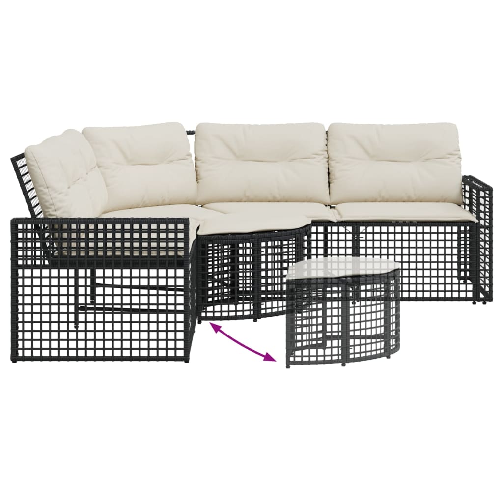 Sodo sofa su pagalvėlėmis ir pakojomis, juoda, poliratanas - Namų Idėja