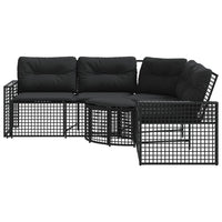 Sodo sofa su pagalvėlėmis ir pakojomis, juoda, poliratanas - Namų Idėja