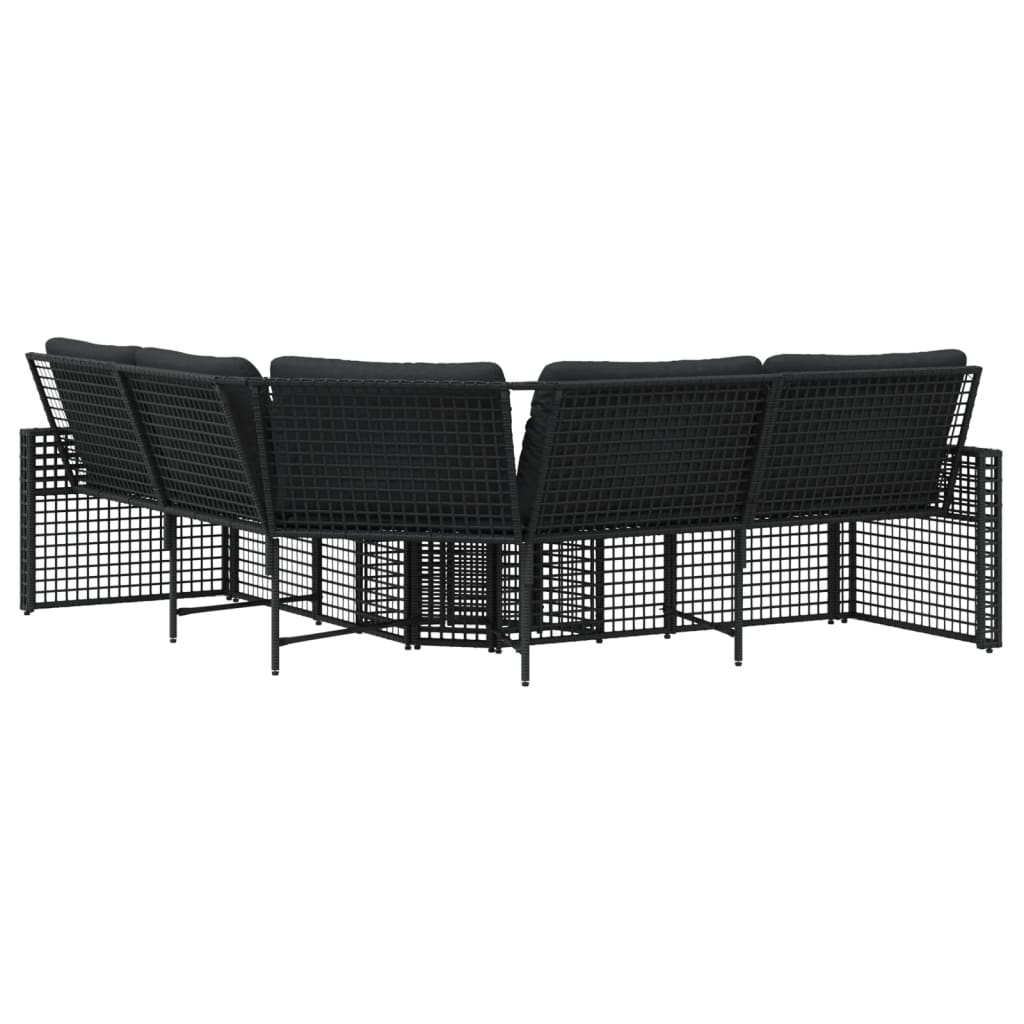 Sodo sofa su pagalvėlėmis ir pakojomis, juoda, poliratanas - Namų Idėja
