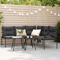 Sodo sofa su pagalvėlėmis, juoda, plienas/tekstilenas - Namų Idėja
