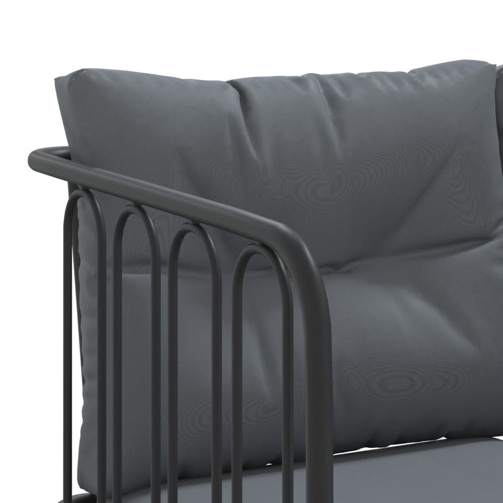 Sodo sofa su pagalvėlėmis, juoda, plienas/tekstilenas - Namų Idėja