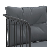 Sodo sofa su pagalvėlėmis, juoda, plienas/tekstilenas - Namų Idėja