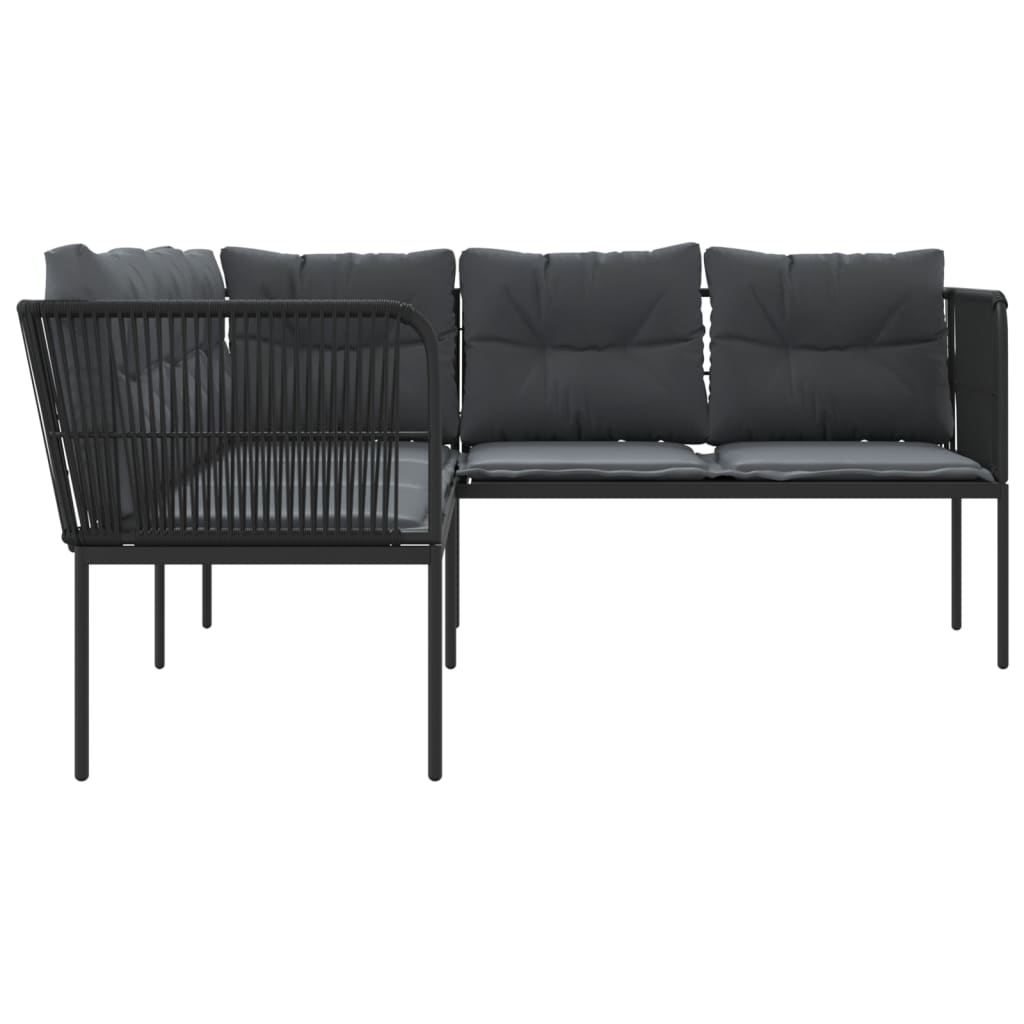 Sodo sofa su pagalvėlėmis, juoda, plienas/tekstilenas - Namų Idėja