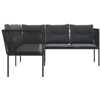 Sodo sofa su pagalvėlėmis, juoda, plienas/tekstilenas - Namų Idėja