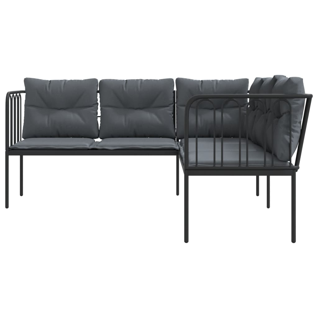 Sodo sofa su pagalvėlėmis, juoda, plienas/tekstilenas - Namų Idėja