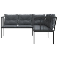 Sodo sofa su pagalvėlėmis, juoda, plienas/tekstilenas - Namų Idėja