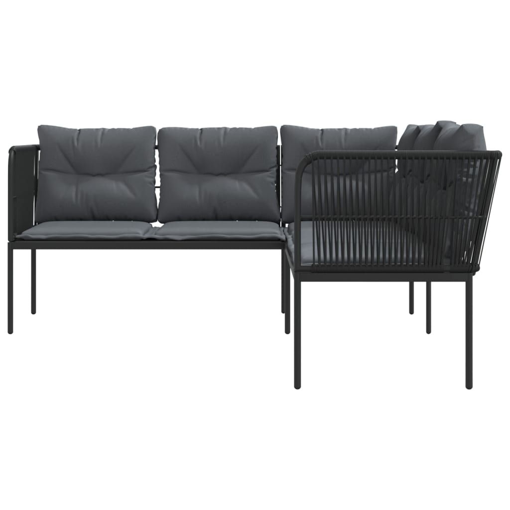 Sodo sofa su pagalvėlėmis, juoda, plienas/tekstilenas - Namų Idėja