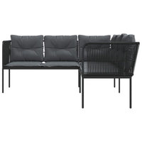 Sodo sofa su pagalvėlėmis, juoda, plienas/tekstilenas - Namų Idėja
