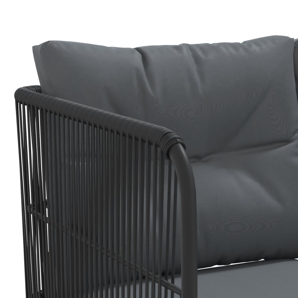 Sodo sofa su pagalvėlėmis, juoda, plienas/tekstilenas - Namų Idėja