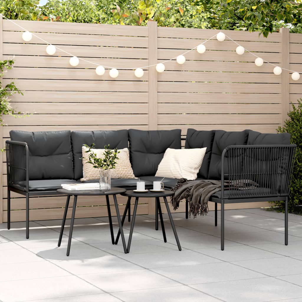 Sodo sofa su pagalvėlėmis, juoda, plienas/tekstilenas - Namų Idėja