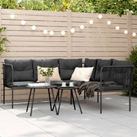 Sodo sofa su pagalvėlėmis, juoda, plienas/tekstilenas - Namų Idėja