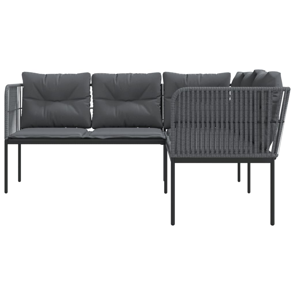 Sodo sofa su pagalvėlėmis, juoda, plienas/tekstilenas - Namų Idėja
