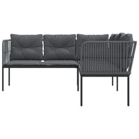 Sodo sofa su pagalvėlėmis, juoda, plienas/tekstilenas - Namų Idėja