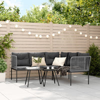 Sodo sofa su pagalvėlėmis, juoda, plienas/tekstilenas - Namų Idėja