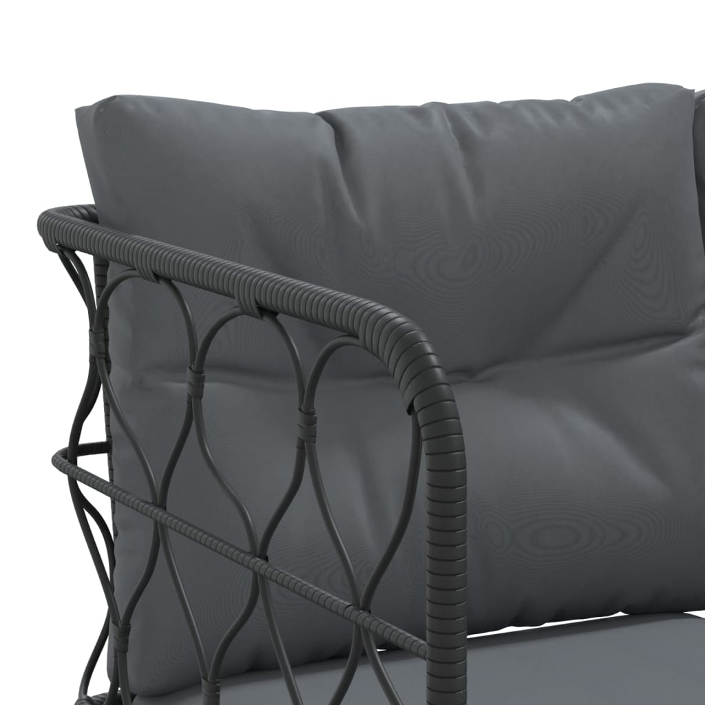 Sodo sofa su pagalvėlėmis, juoda, plienas/tekstilenas - Namų Idėja