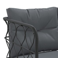 Sodo sofa su pagalvėlėmis, juoda, plienas/tekstilenas - Namų Idėja