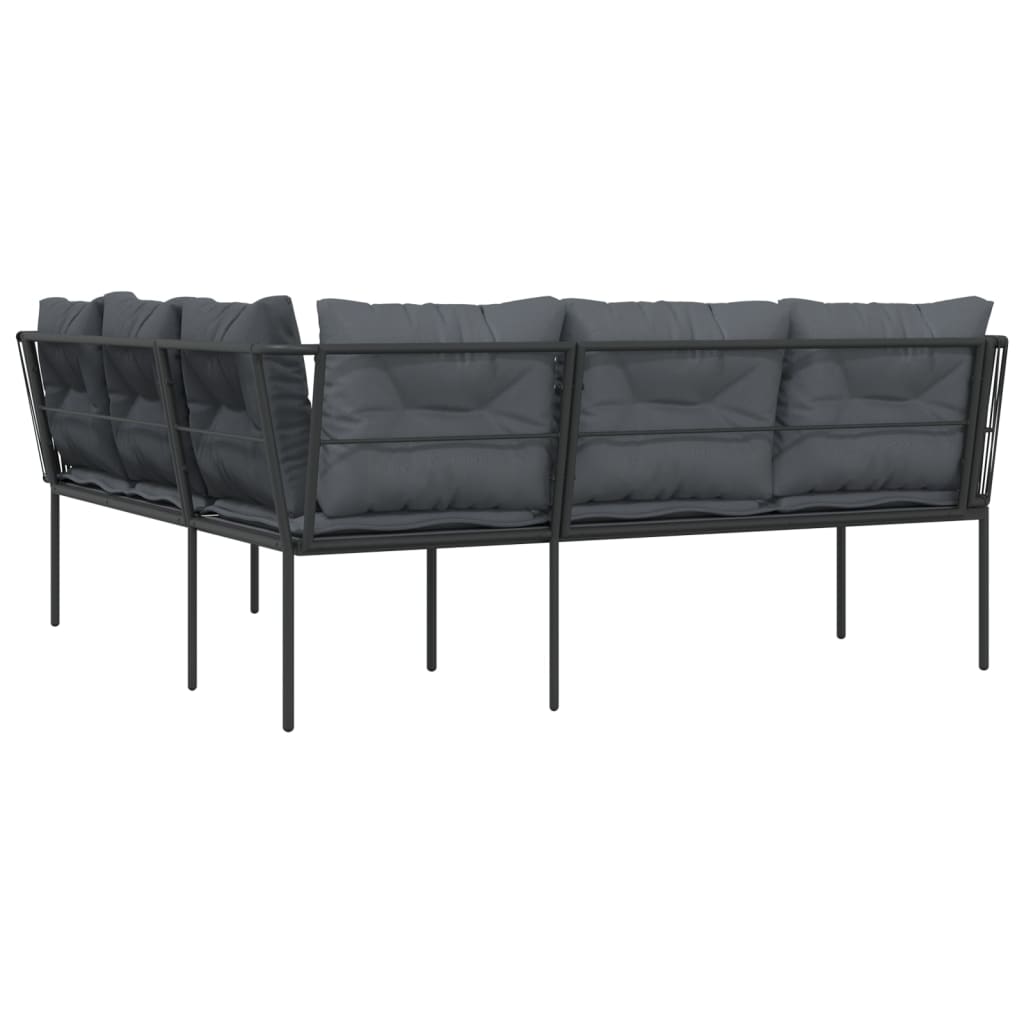 Sodo sofa su pagalvėlėmis, juoda, plienas/tekstilenas - Namų Idėja