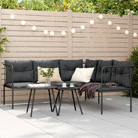 Sodo sofa su pagalvėlėmis, juoda, plienas/tekstilenas - Namų Idėja