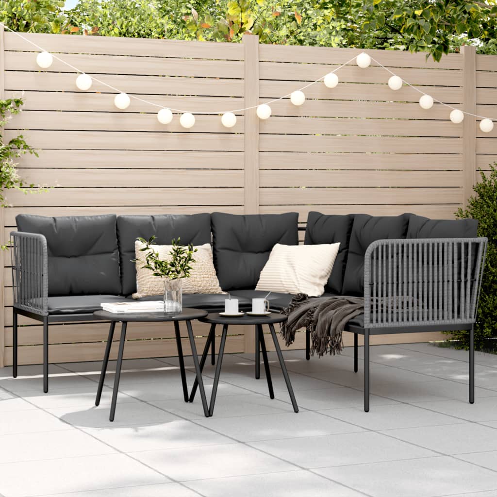 Sodo sofa su pagalvėlėmis, juoda, plienas/tekstilenas - Namų Idėja