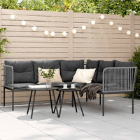 Sodo sofa su pagalvėlėmis, juoda, plienas/tekstilenas - Namų Idėja