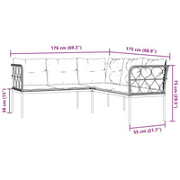 Sodo sofa su pagalvėlėmis, juoda, plienas/tekstilenas - Namų Idėja