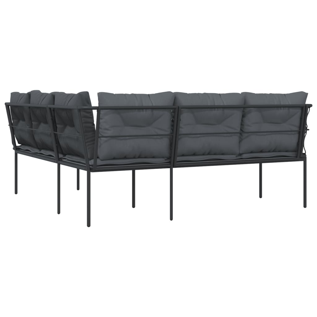 Sodo sofa su pagalvėlėmis, juoda, plienas/tekstilenas - Namų Idėja