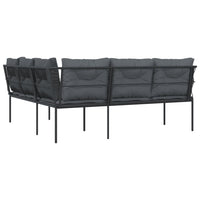 Sodo sofa su pagalvėlėmis, juoda, plienas/tekstilenas - Namų Idėja