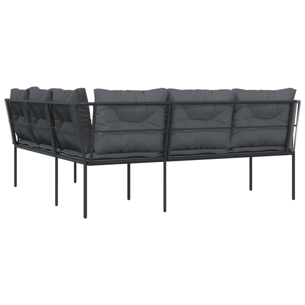 Sodo sofa su pagalvėlėmis, juoda, plienas/tekstilenas - Namų Idėja