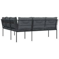 Sodo sofa su pagalvėlėmis, juoda, plienas/tekstilenas - Namų Idėja
