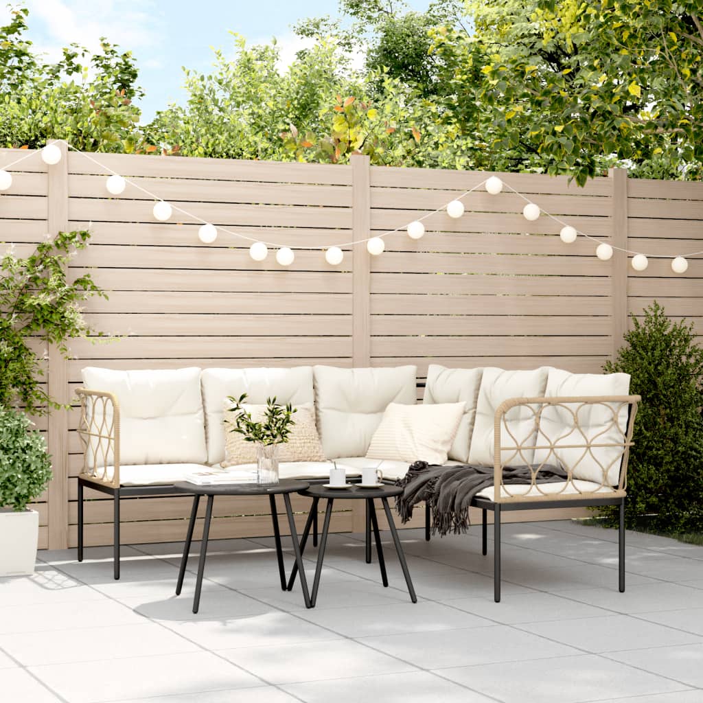 Sodo sofa su pagalvėlėmis, juoda, plienas/tekstilenas - Namų Idėja