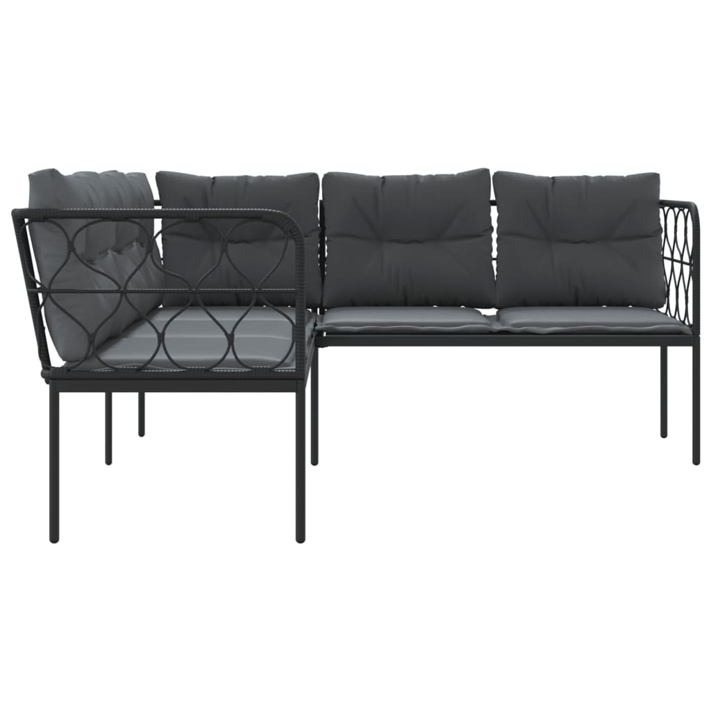 Sodo sofa su pagalvėlėmis, juoda, plienas/tekstilenas - Namų Idėja