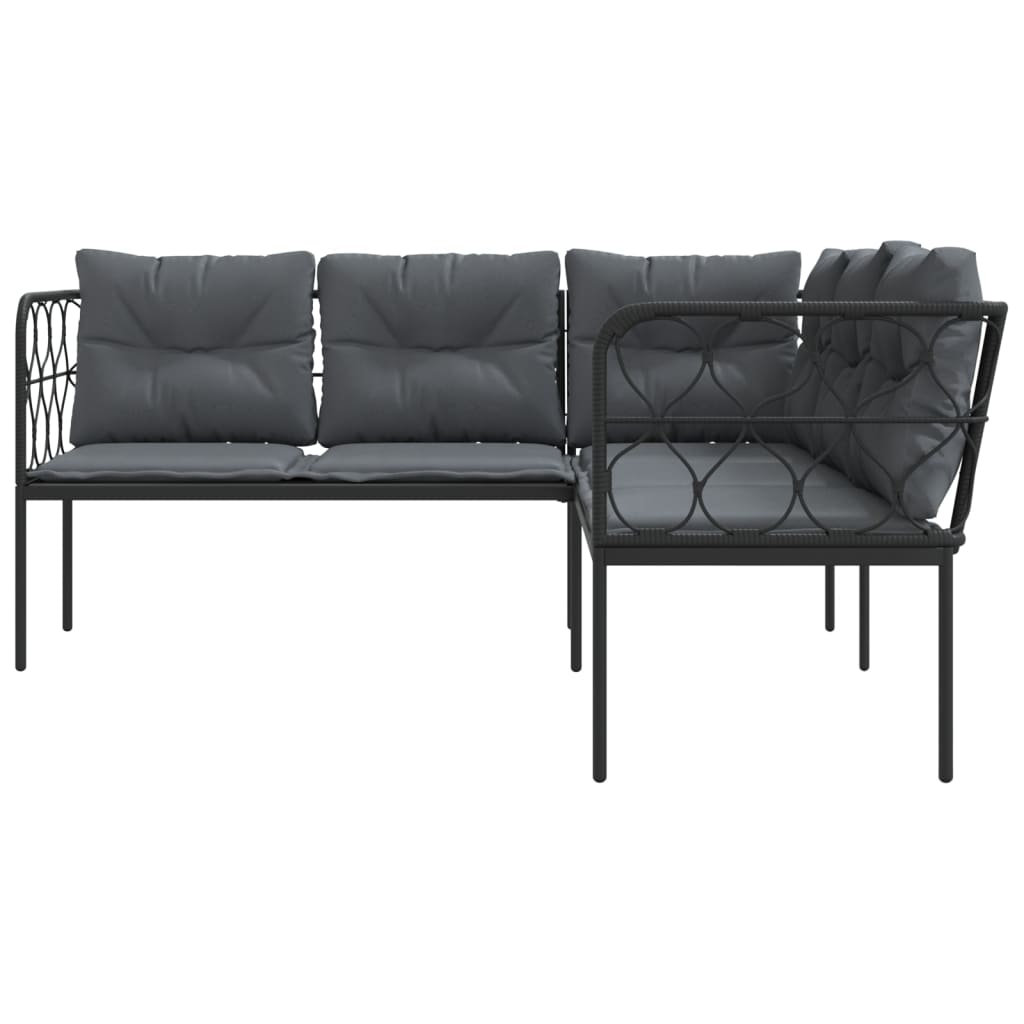 Sodo sofa su pagalvėlėmis, juoda, plienas/tekstilenas - Namų Idėja