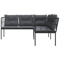 Sodo sofa su pagalvėlėmis, juoda, plienas/tekstilenas - Namų Idėja
