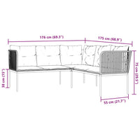 Sodo sofa su pagalvėlėmis, juoda, plienas/tekstilenas - Namų Idėja