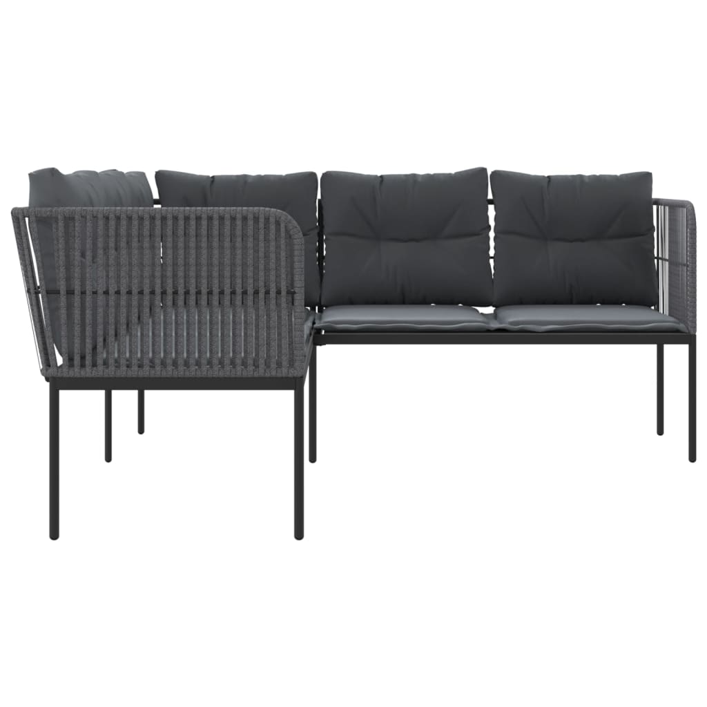 Sodo sofa su pagalvėlėmis, juoda, plienas/tekstilenas - Namų Idėja