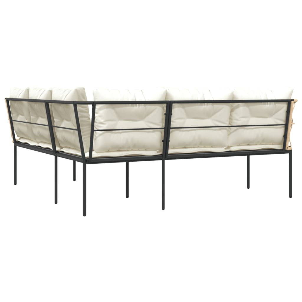 Sodo sofa su pagalvėlėmis, juoda, plienas/tekstilenas - Namų Idėja