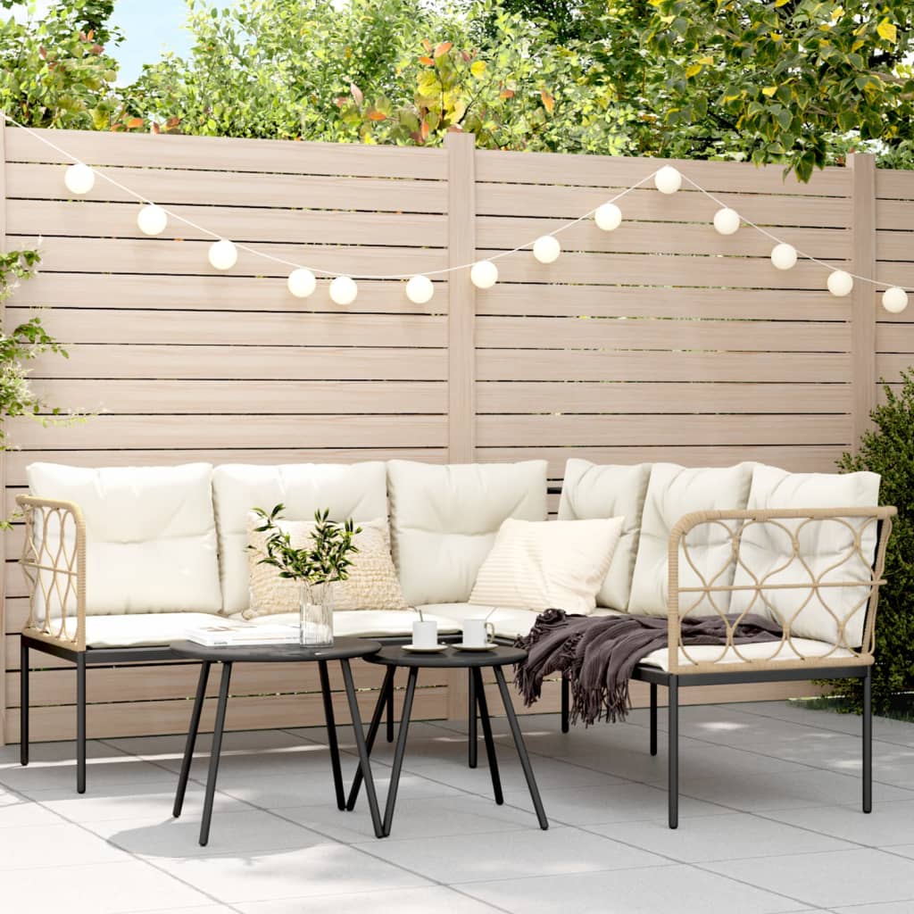 Sodo sofa su pagalvėlėmis, juoda, plienas/tekstilenas - Namų Idėja