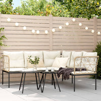 Sodo sofa su pagalvėlėmis, juoda, plienas/tekstilenas - Namų Idėja